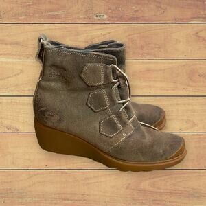 Sorel Toronto Waterproof Sage Suede Wedges Ankle Boots 6